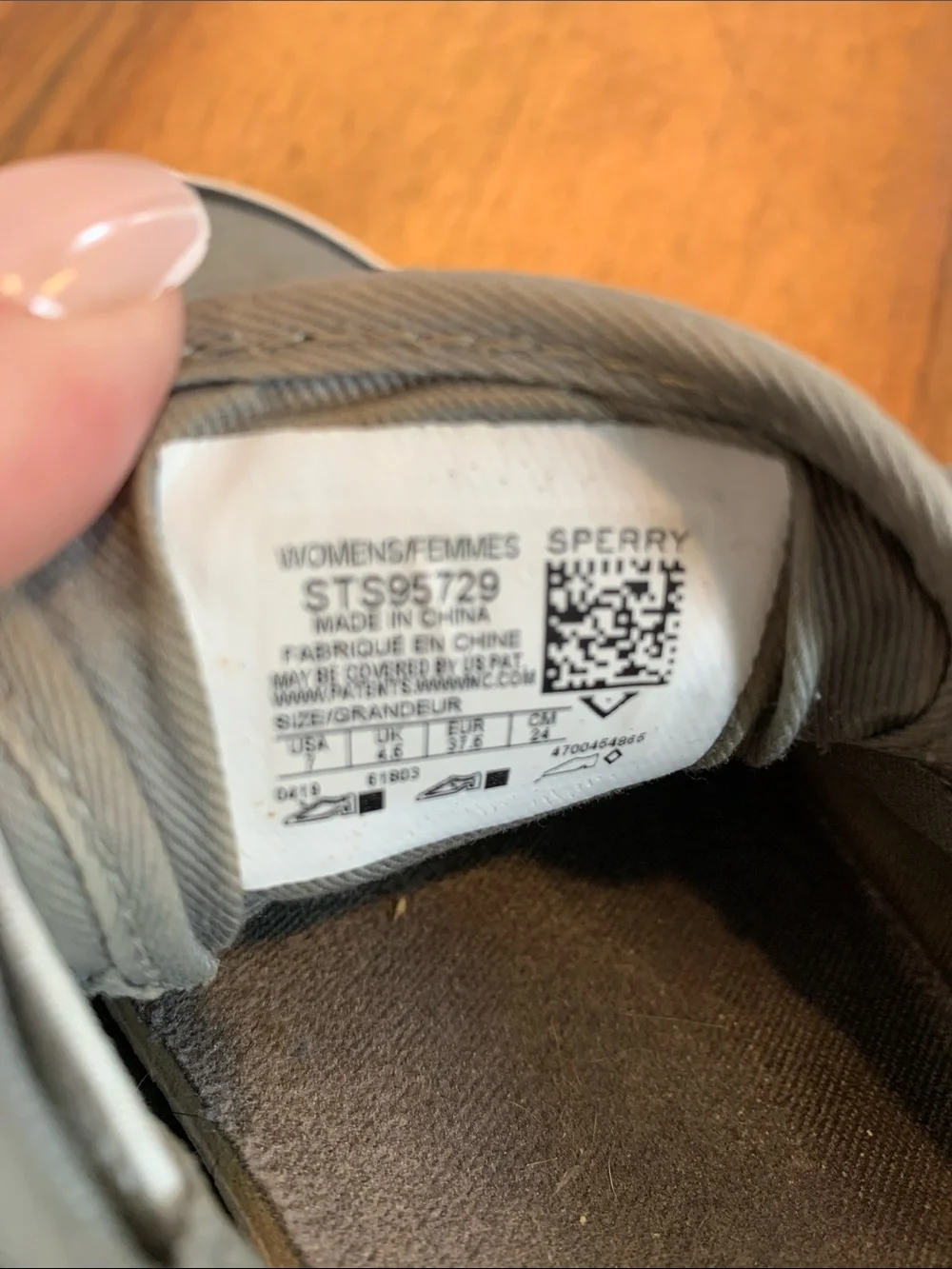 Sperry Women’s Size 7 Gray Canvas Pier View Slip-On Boat Sneaker w/ Leather Lace